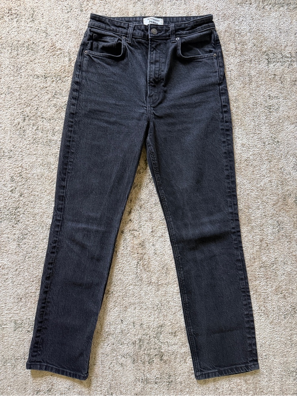 Reformation Liza Ultra High Rise Straight Jeans Black Wash Size 29